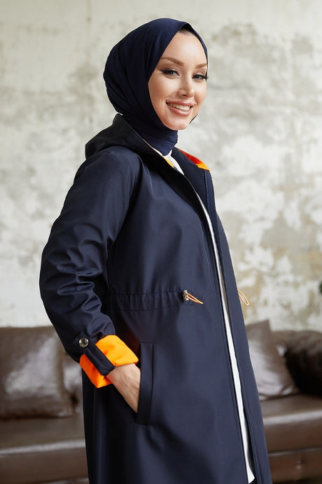 Neon Trench Hooded Sweatshirt At Waist - Taba\ Orange Ms00or12093