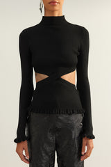 Limited Edition Black Window/cut Out Knitwear Sweater Twoaw24kz01240