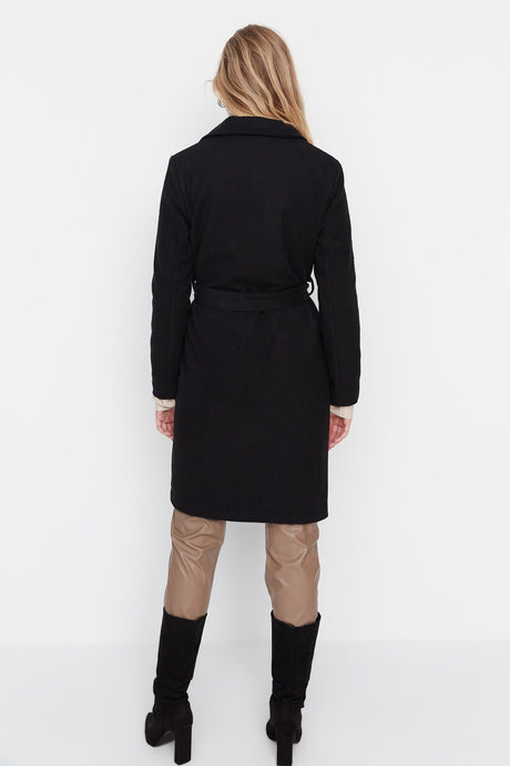 Long Woolen Cashmere Coat With Black Belt Twoaw20kb0033