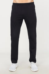 Black Men's Cotton/poly Zipper Pockets Casual Fit Straight Leg Sweatpants 1732 Tb19ma05s1732-1