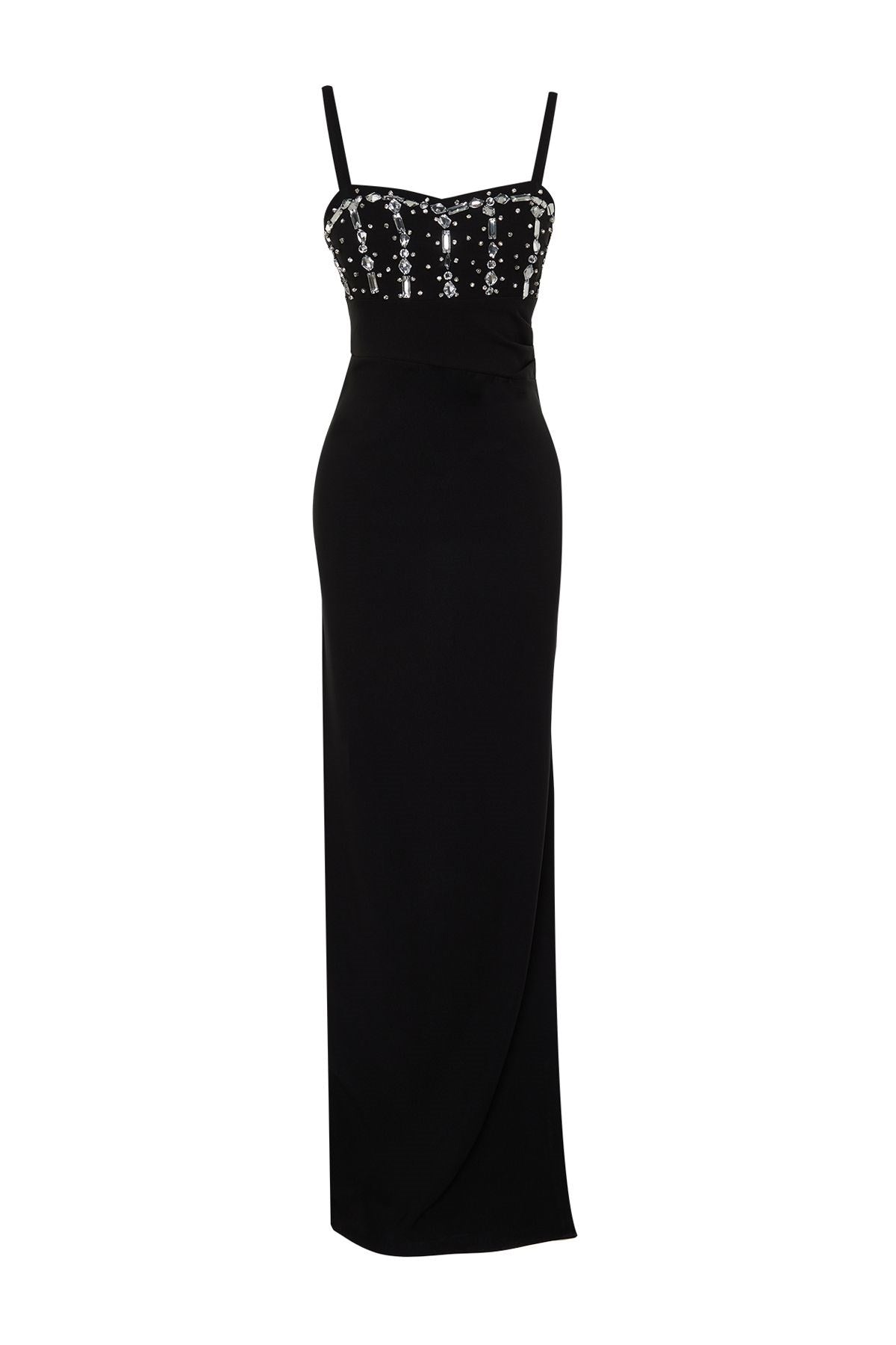 Black Stone Accessory Long Night Evening Dress Tprss24ae00089