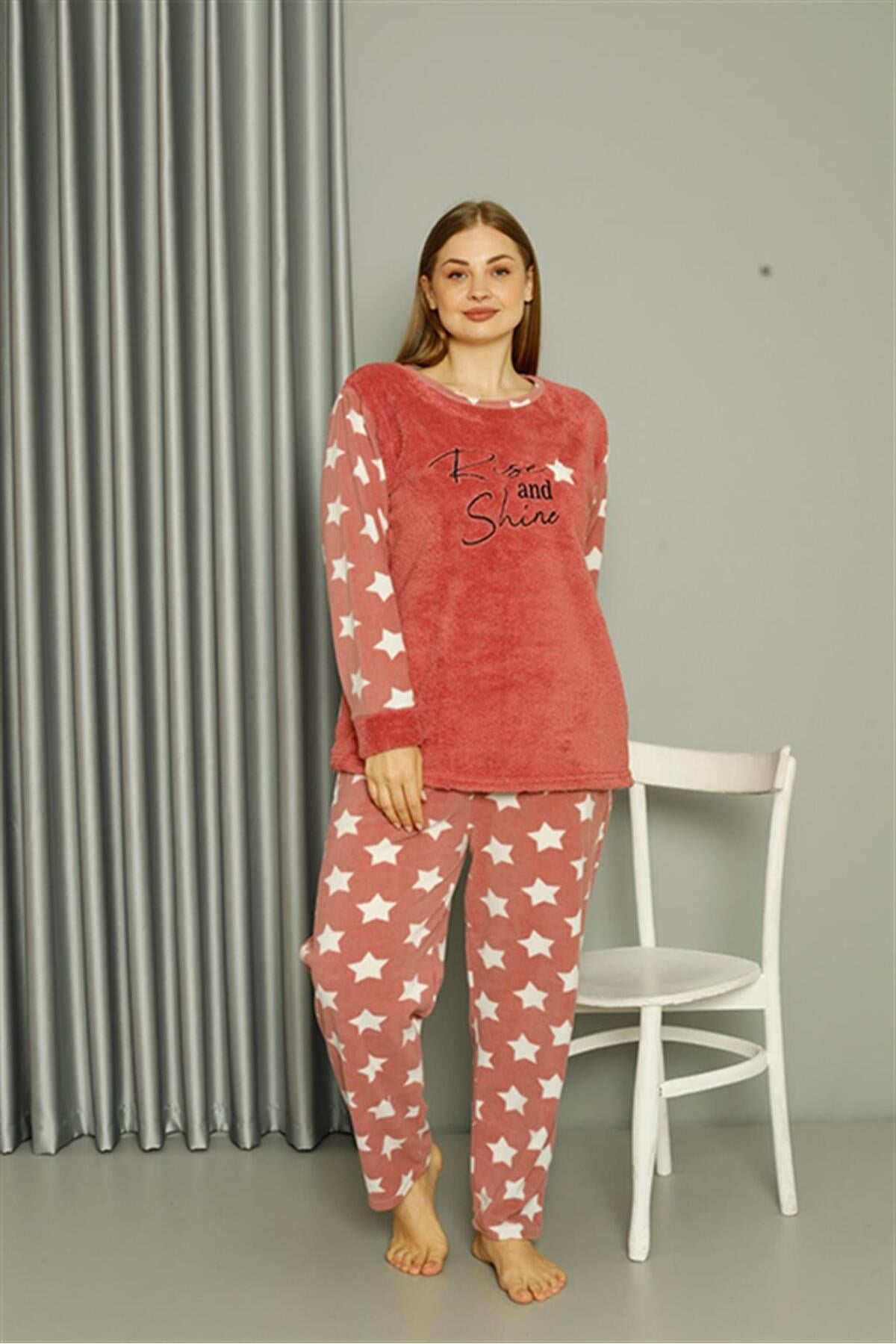 Welsoft Fleece Women Plus Size Powder Pajama Set 808042