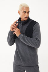 Men's Black Winter Fleece Half Zipper Sweatshirt Tracksuit Suit 1533 Tb23ml01w1533-1