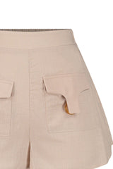 100% Cotton Shorts & Bermuda Shorts With Beige Woven Accessories Tbess23sr00026