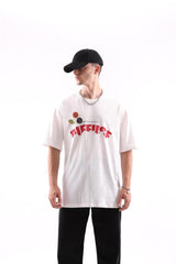 Black Oversize T-shirt With Diffuse Printed Badge Accessory Flaw-015-005-085