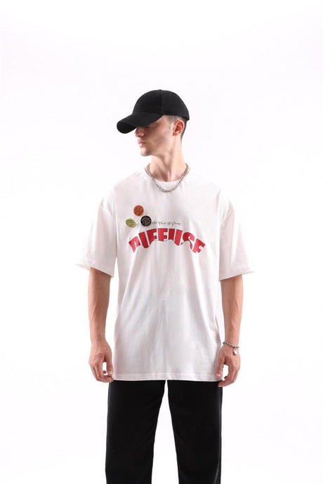 Black Oversize T-shirt With Diffuse Printed Badge Accessory Flaw-015-005-085