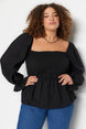 Black Gown Woven Plus Size Blouse Tbbss23af00035