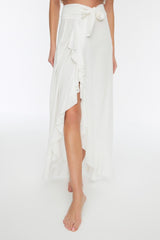 Bridal Ecru Maxi Woven Ruffle Skirt Tbess19wv0004