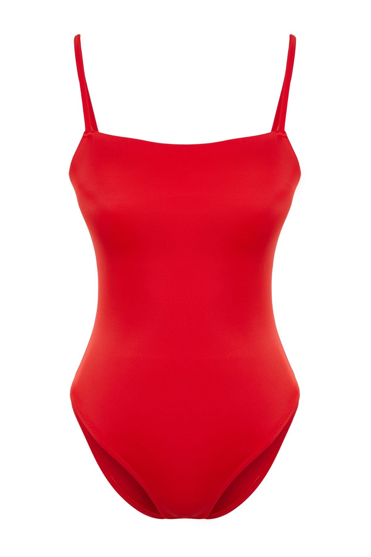 Red Square Neck Regular Swimsuit Tbess24ma00111