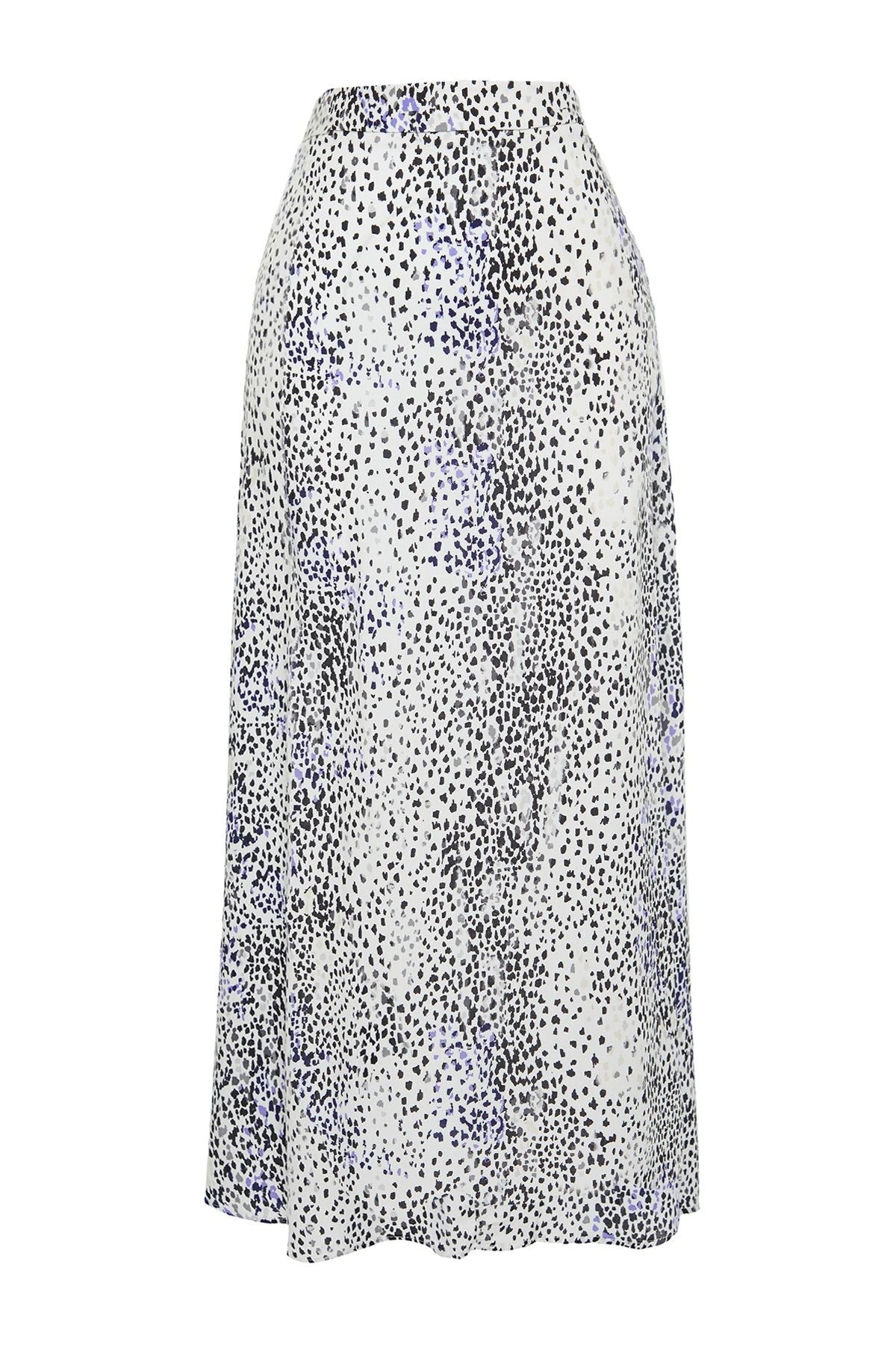 Multicolor Animal Print Viscose Fabric Midi Woven Skirt Twoss24et00111