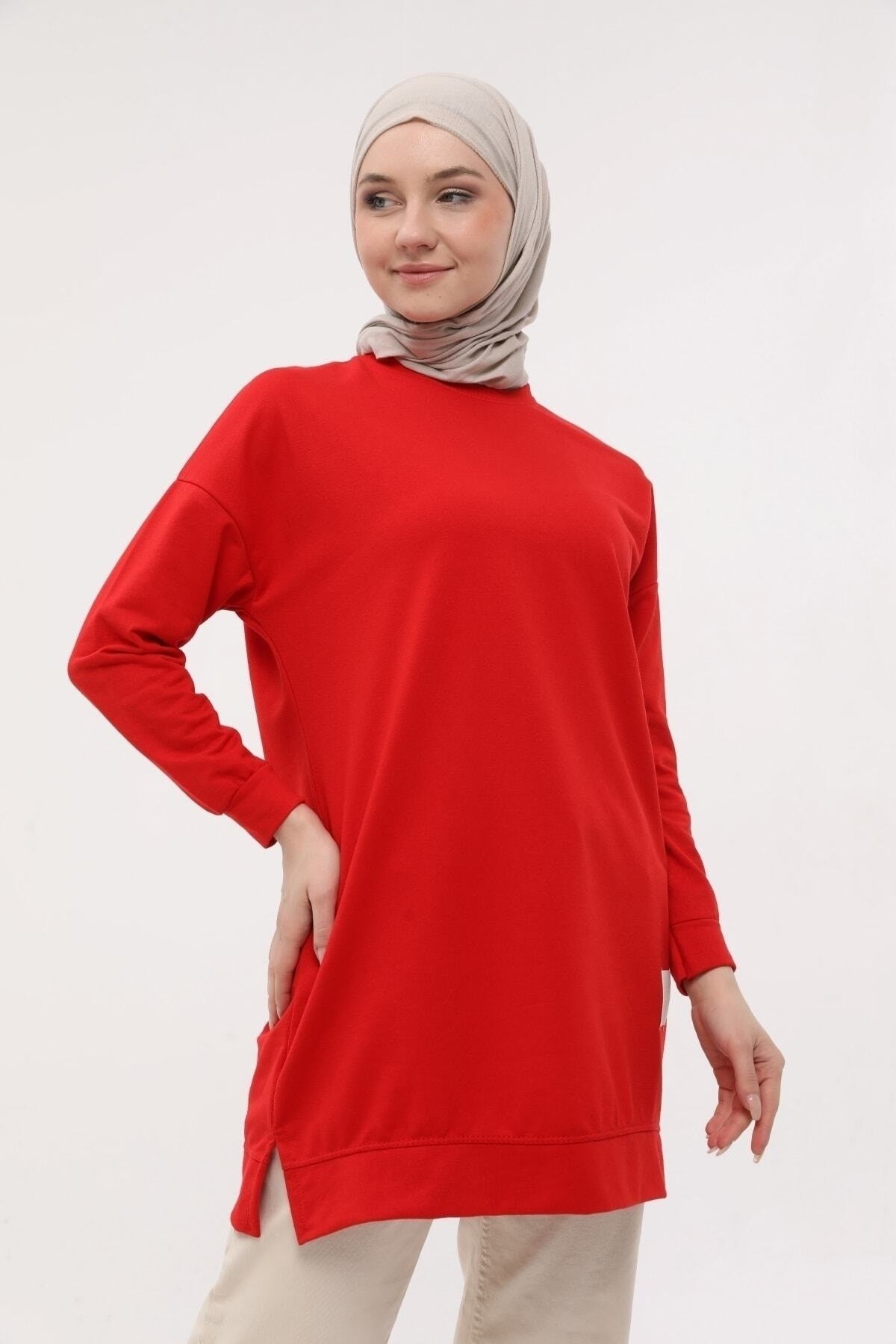 Women's Seasonal Loose Crew Neck Long Burkini Tunic Long Sport Model Seasonal Tunic B102