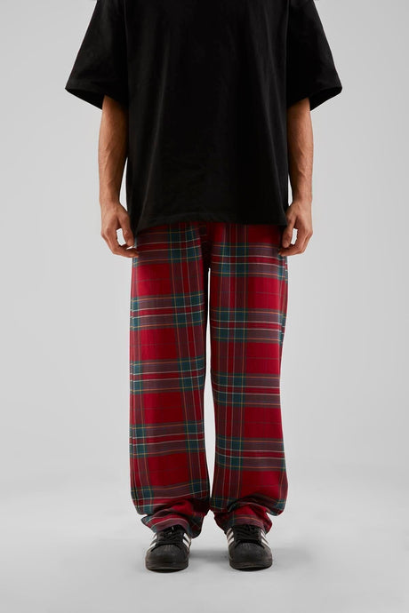 Plaid Pattern Waist Elastic Black Pajamas Flaw-211-004-002