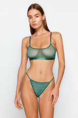 Green Tulle Printed Capless Underwear Set Thmaw24cc00001