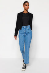 Blue High Waist Straight Jeans Twoaw24je00061