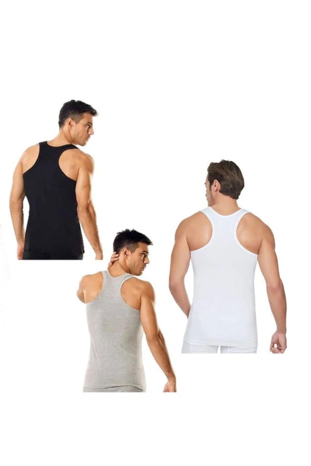 Men's Black 6 Pack Cotton Ribana Jock Tank Top Bonsy568passion118ccm6