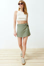 Khaki Belted Woven Shorts Skirt Twoss24sr00135