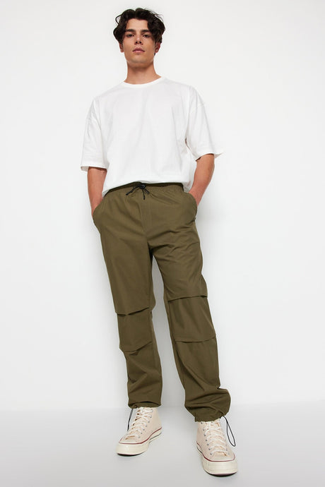 Khaki Men's Jogger Fit Parachute Pants Tmnss23pl00045