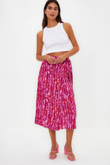 Multi Color Floral Print Viscose Fabric Midi Woven Skirt Twoss23et00294