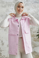 Gabardine Vest With Cover Pockets - Powder Tyco8lc1gn169236322076597