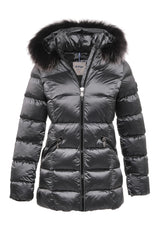 Women's Long Removable Fur Hooded Padded Windproof Water Repellent Inflatable Coat 8651 Gfx8651