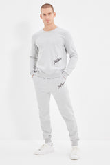 Grey Men's Regular/regular Fit Polarized Summer Embroidered Tracksuit Tmnaw21em0082