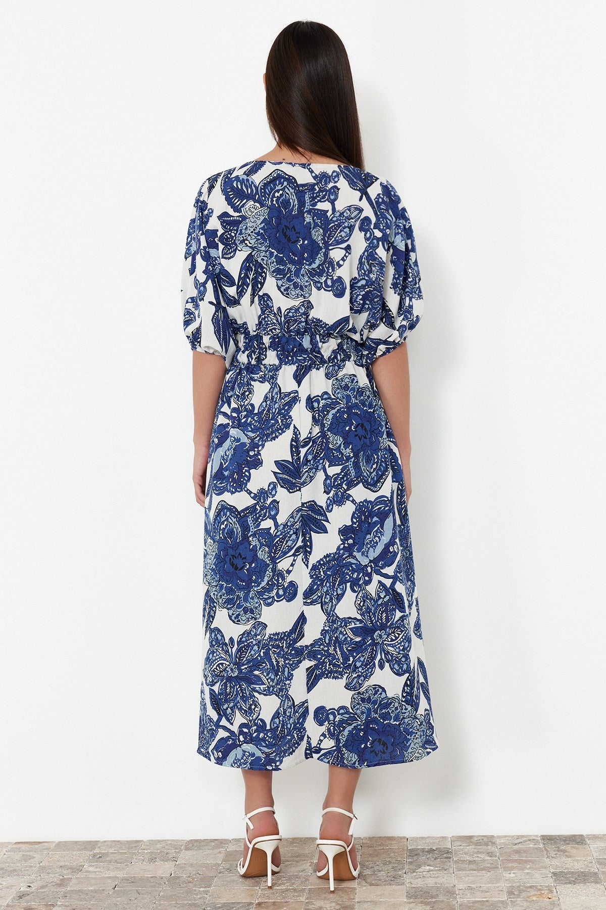 Blue Floral Woven Dress Twoss24el01028