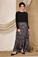 Women's Black Floral Pattern Ruffle Skirt 6331 21yetktr6331