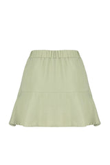 Khaki Skirt Hem Ruffle Waist Elastic Linen Look Woven Shorts Skirt Twoss24sr00038