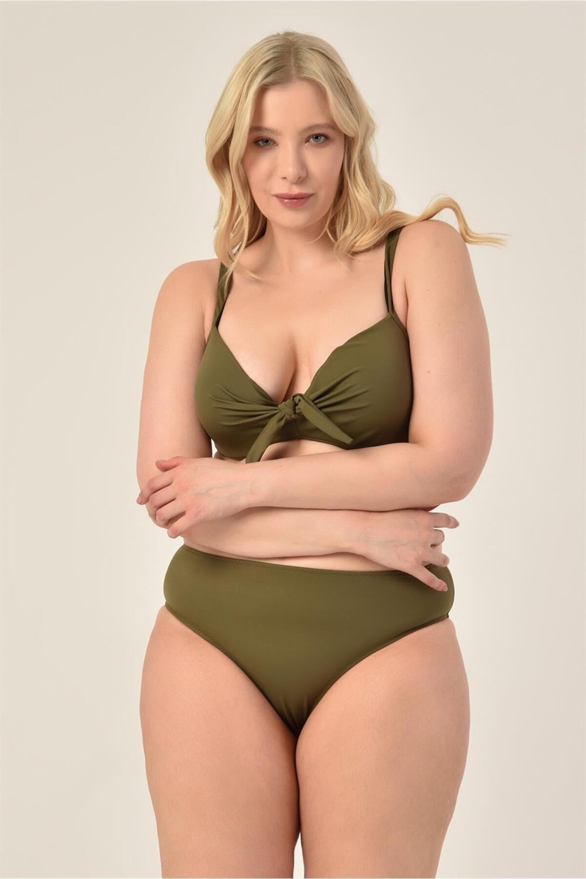 Women's Plus Size Mint Coated Bow Balen Bikini Set 20232007