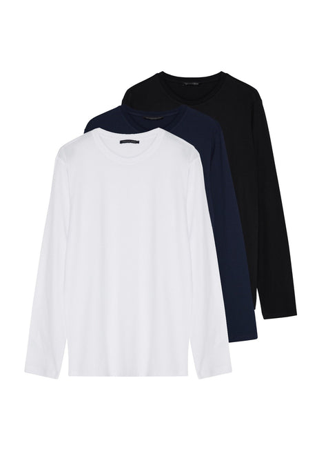 Anthracite-white-black Men's Regular/regular Fit Long Sleeve 3-pack Basic 100% Cotton T-shirt Tmnaw2