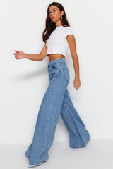 Blue Extra Wide High Waist Wide Leg Jeans Twoss23je00286