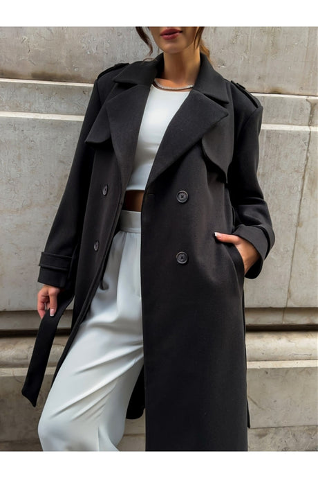 Premium Coat With Black Shoulder Buttons T-20013