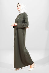 5557 Shoulder Detail Lace-up Burkini Coffee Dress T24elbk5557