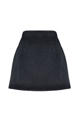 Black Slit High Waist Denim Shorts Skirt Twoss24sr00002