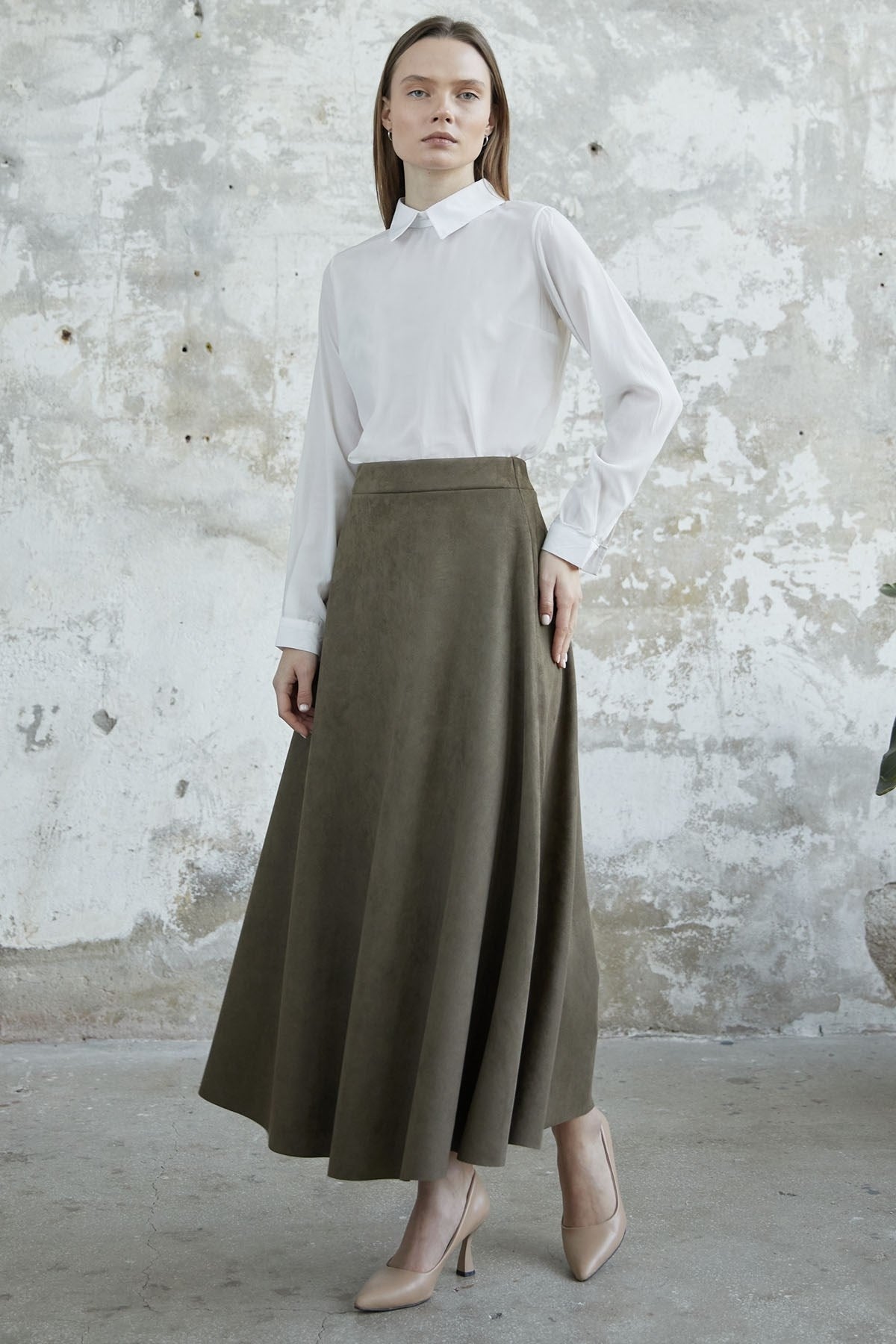 Elisha Suede Skirt - Stone Ms00ant823