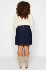 Dark Blue Accessory Detailed Denim Skirt Tbbaw24az00012