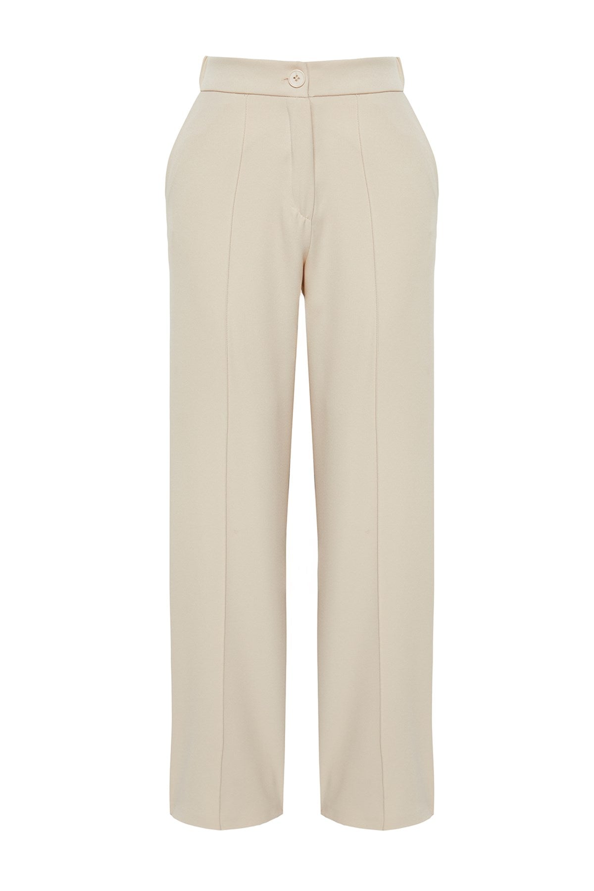 Beige Wide Leg Woven Pants Twoss24pl00146