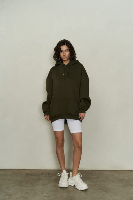 Just Be You Dark Khaki Hoodie Sweatshirt 2307