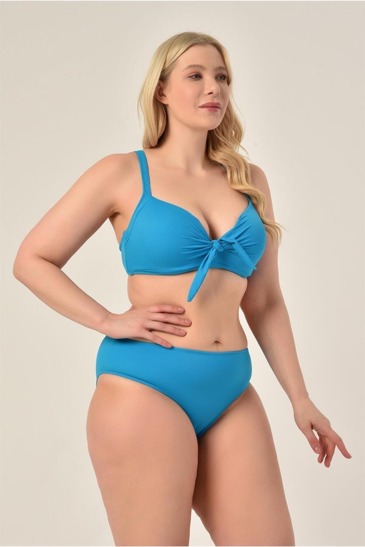 Women's Plus Size Mint Coated Bow Balen Bikini Set 20232007