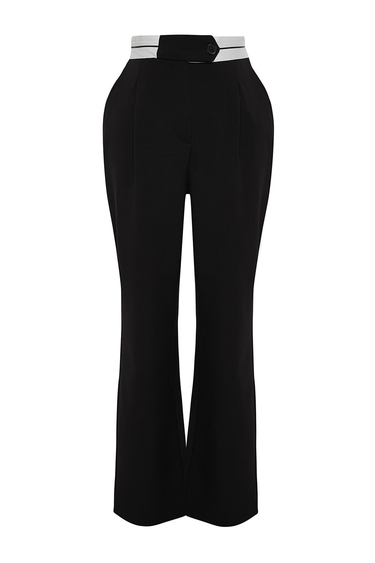 Black Wide Leg/wide Leg Woven Waist Detailed Pants Twoaw24pl00037