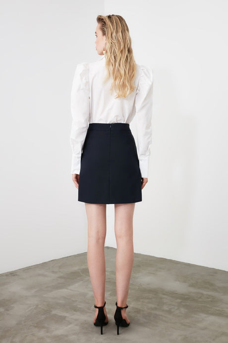 Navy Blue Mini A-line Woven Skirt Twoaw20et0370