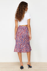 Animal Print Midi Woven Skirt With Multicolor End Flounce Viscose Fabric Twoss19fg0026