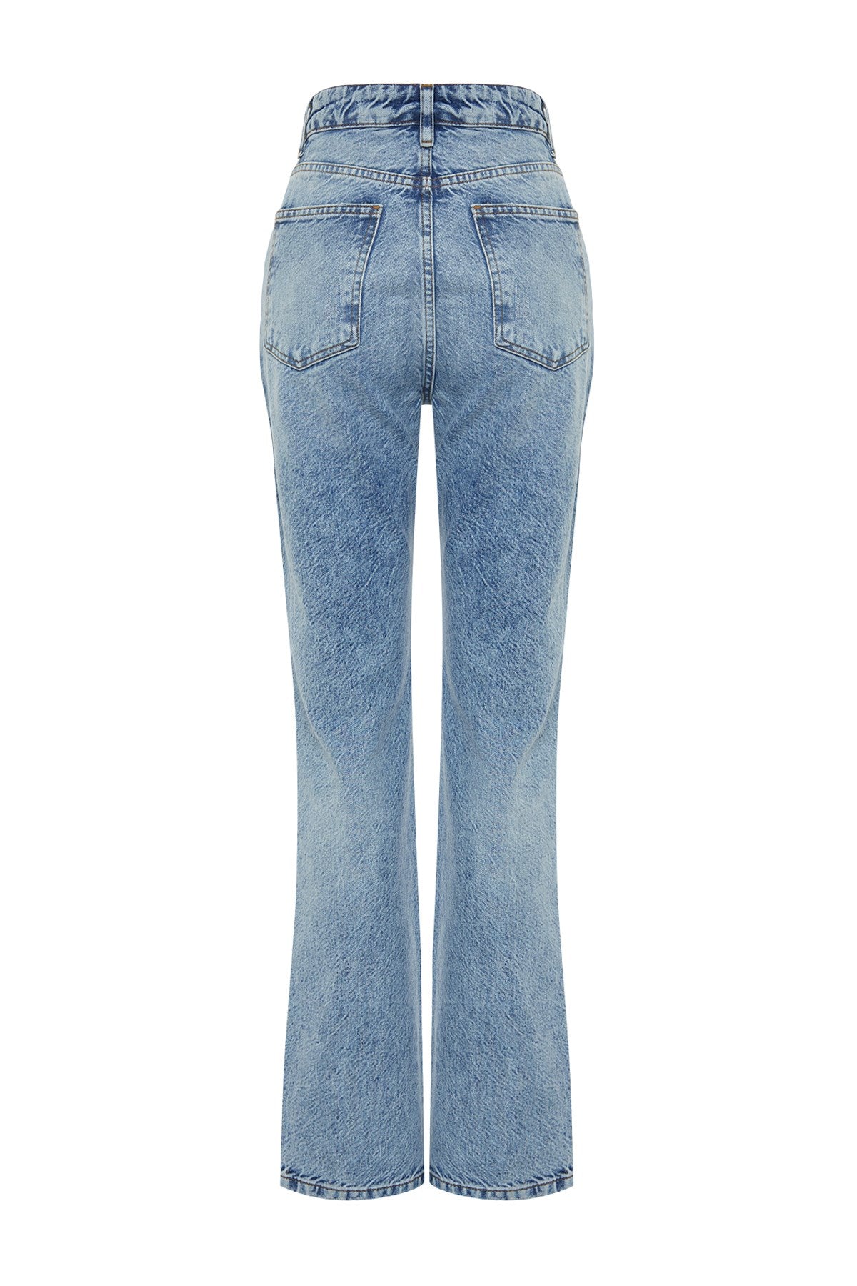 Blue More Sustainable Ripped High Waist Straight Jeans Twoss24je00200