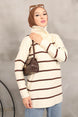 Green Collar Zipper Striped Knitwear Tunic Imj002233