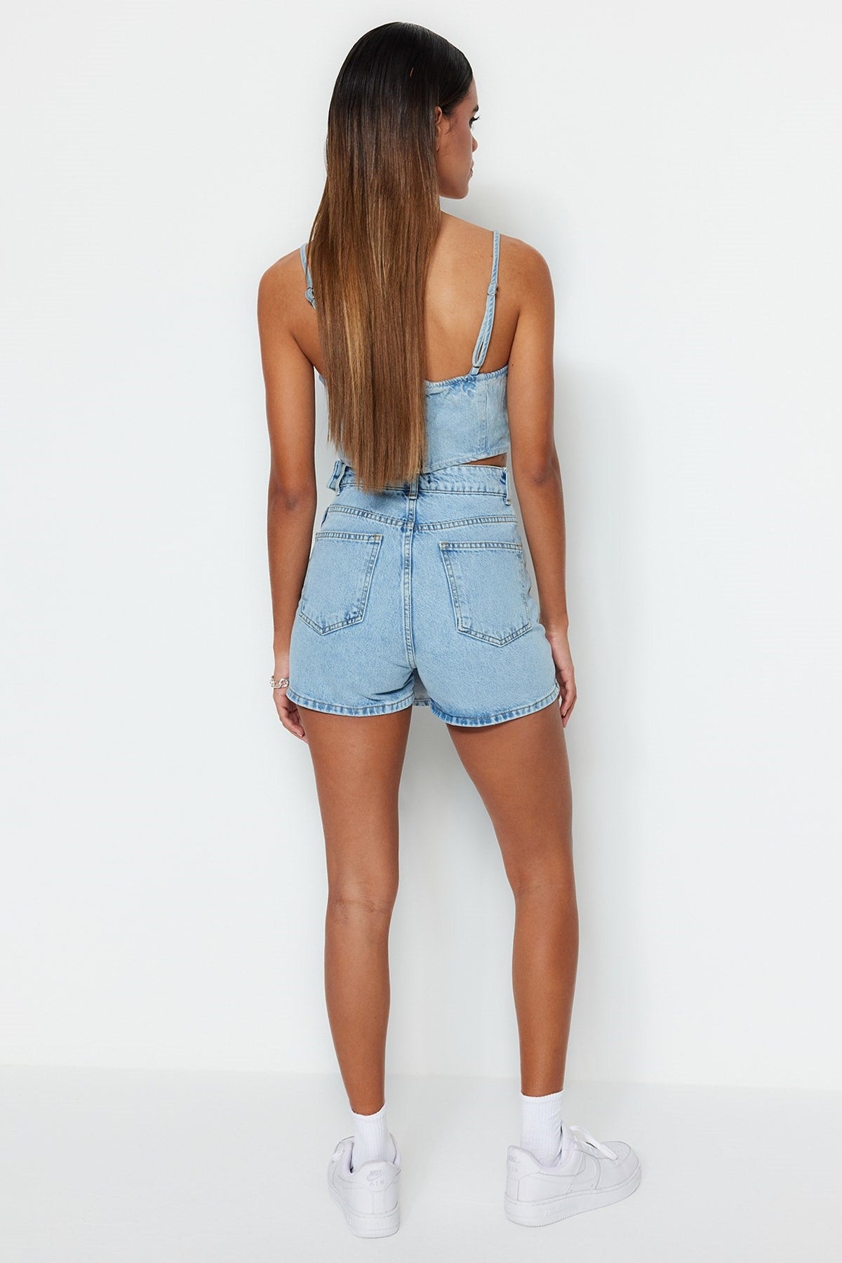 Blue Denim Shorts Skirt Twoss23sr00091