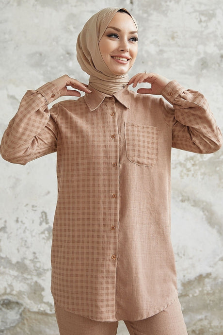 Movra Poutikare Detail Shirt Set - Brown Ms00an121981