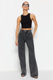 Anthracite High Waist Wide Leg Jeans Twoss24je00050