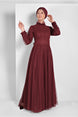 Women's Burgundy Tulle Draped Evening Dress 5910 20yabltr5910