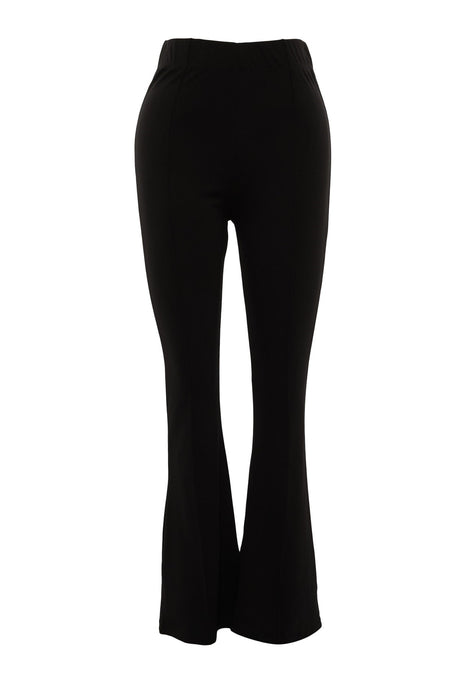 Black Spanish Leg Knitted High Waist Leg Slit Detailed Pants Tbbaw23ar00002