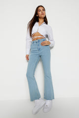 Anthracite High Waist Crop Flare Jeans Twoaw21je0159